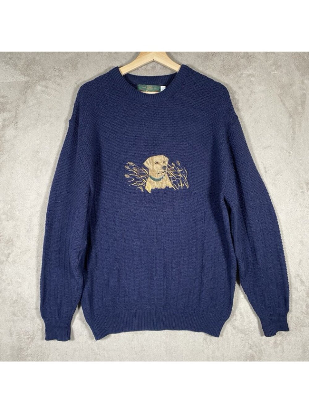 Vintage Orvis Sweater Men's L Dog Embroidery Labrador Retriever Navy Hunting - Picture 2 of 14